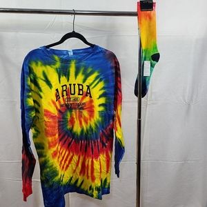 Long-sleeved XL Tiedye Aruba shirt/Banana Repuublic Tiedye socks